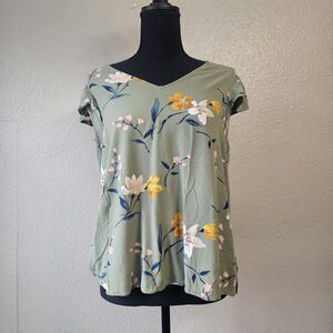 Old Navy Floral Flutter Sleeve Blouse Large Boho Spring Cottage Core Flowy P130